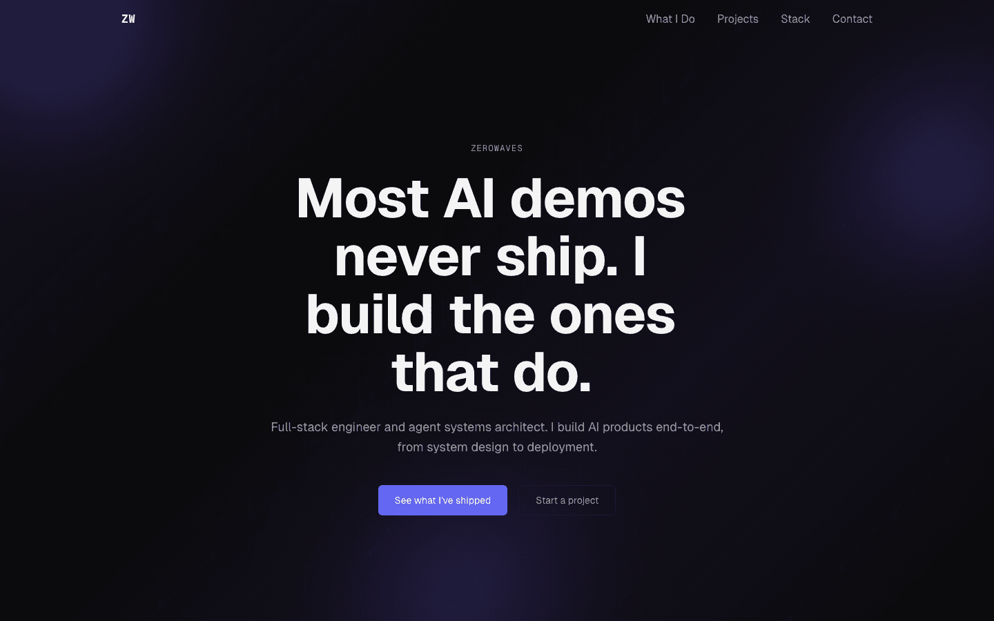 ZeroWaves website screenshot
